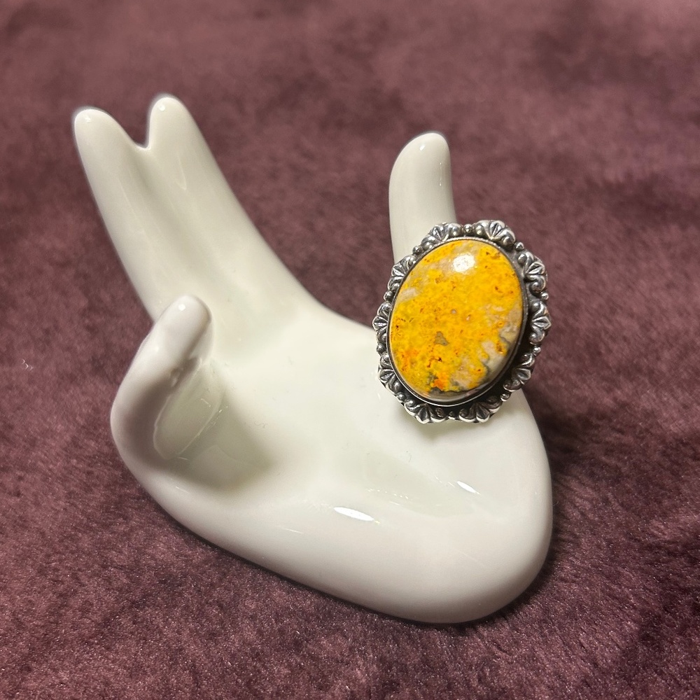 Bumblebee Jasper Sterling Silver Statement Ring One Size Fits All